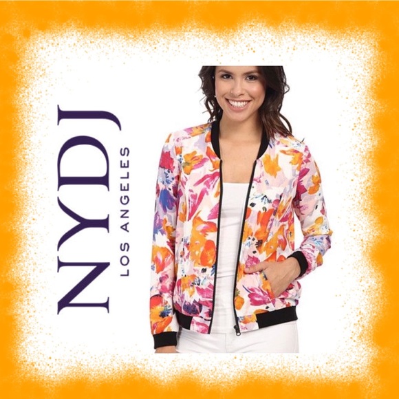 NYDJ Womens Floral Print Bomber - Picture 2 of 8